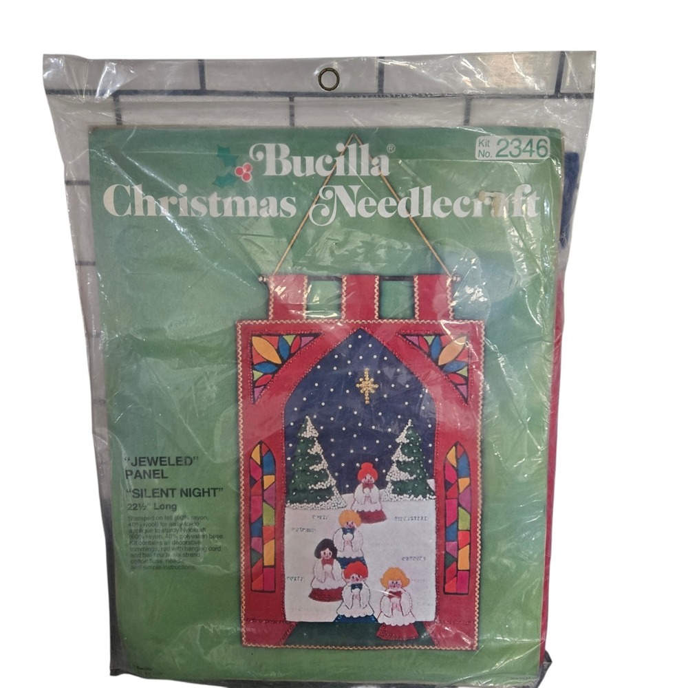 Vintage Bucilla Christmas Needlecraft Kit 2346 Silent Night Jeweled Panel Unopen